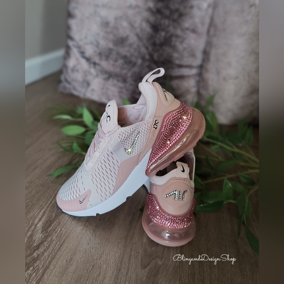 Nike Air Max 270 Pink Sneakers made with Swarovski Crystals Custom - Picture 9 of 9